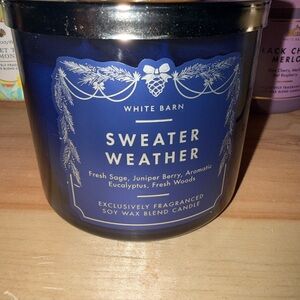 White Barn Sweater Weather Blue Candle 3 wick